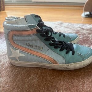 Golden Goose Slide Sneakers - Light Blue and Orange